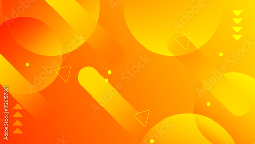 Abstract background featuring warm orange gradients with playful circles triangles and rounded lines for modern digital creative projects