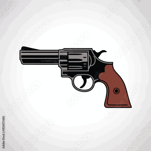 A cartoon revolver handgun with a brown grip and silver barrel.