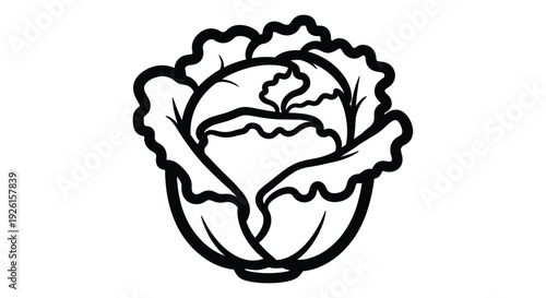 Black and white illustration of a cabbage head stark silhouette