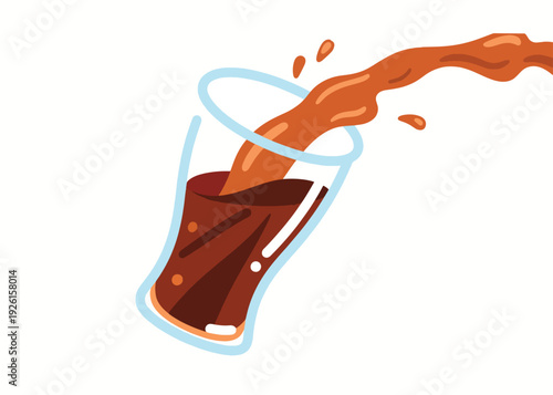 The freshness of Cola poured into a glass Illustration Creative Design Template 