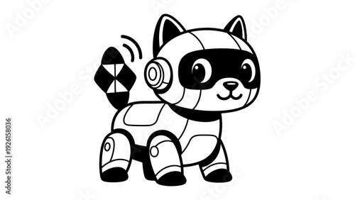 Cute Robot Dog Character, Futuristic Pet, AI Companion, Vector Illustration