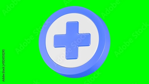 cross medic icon 3d render blue circle button