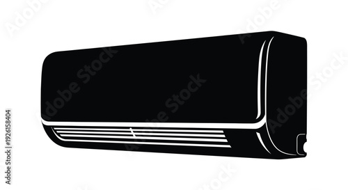 Black air conditioning unit on a white background a striking silhouette