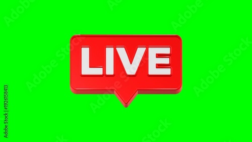 live logo icon 3d render red button