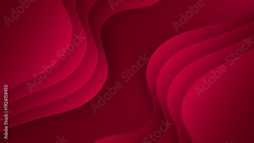 Bold red maroon abstract paper cut background with elegant curves and deep gradient shadows