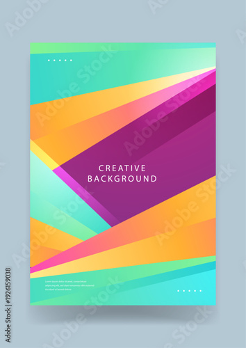 Energetic abstract composition featuring overlapping diagonal shapes in turquoise orange and magenta for youthful and creative project covers