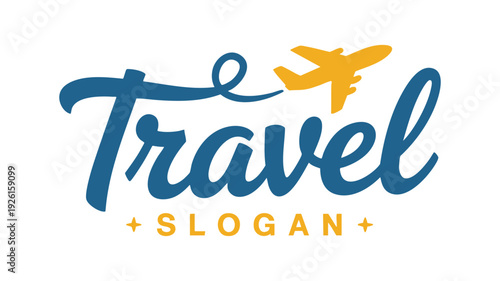Creative logo design for a travel company with an airplane and stylized text
