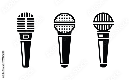 Three microphones with different designs and features are displayed together.