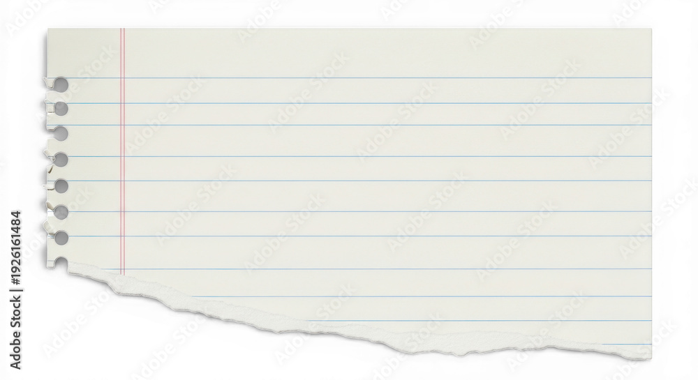 Naklejka premium Lined notebook paper torn edge, isolated on transparent background