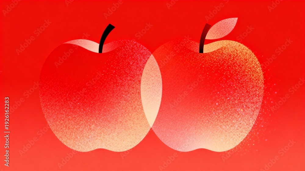 Obraz premium Minimalist Red Apple Illustration Modern Gradient Fruit Graphic Design