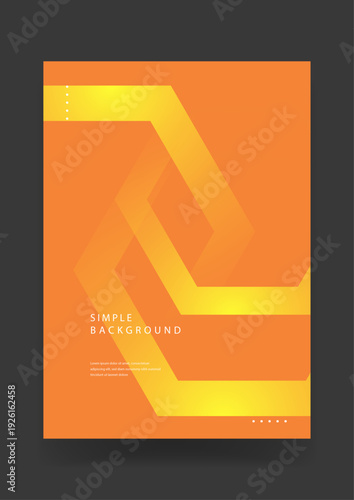 Minimalist simple background featuring overlapping yellow geometric hexagon lines on a bright orange gradient backdrop for modern tech branding