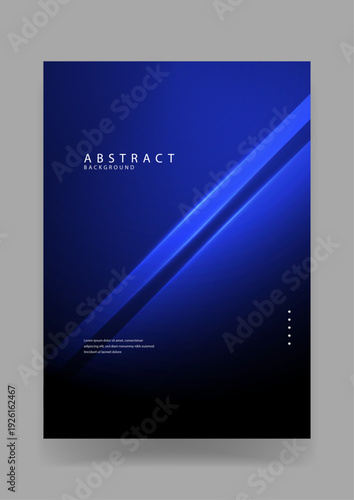 Deep blue abstract background with diagonal glowing light streaks and dark navy gradient for a tech inspired futuristic corporate look