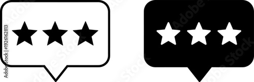 Speech bubbles with three star ratings in black and white