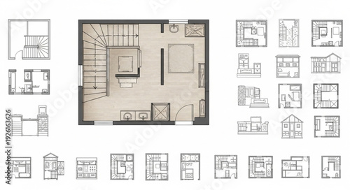 Detailed architectural floor plan showcasing interior design and room layouts.