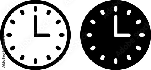Simple clock icons in white and black