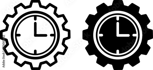 Clock gear icons for time management and productivity