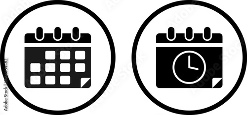 Modern calendar and clock icons for organization and time management