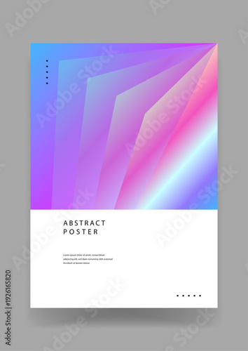 Dynamic abstract poster featuring sharp prism-like geometric layers and a vibrant rainbow spectrum gradient on a white base