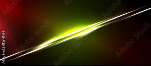 Abstract background features vibrant color gradients, diagonal light streak. Dark areas contrast bright yellowgreen center. Smooth transitions create dynamic visual effect.