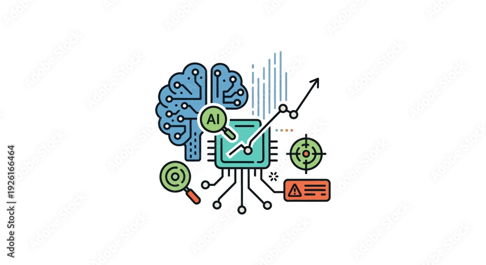 Fototapeta premium Artificial Intelligence Brain Data Analytics Illustration