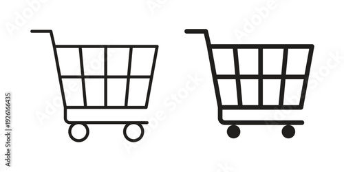 Shopping cart and check mark icon vector illustrations. vector glyph flat icons
