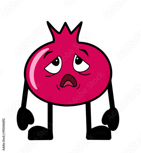 pomegranate tired exhausted worried clipart expression emotion.eps