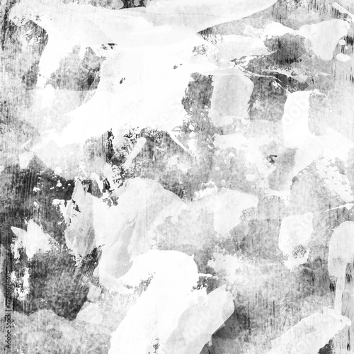 インダストリアルでモダンな雰囲気・白とグレーのラフな塗り跡が重なる抽象的なペイントテクスチャ背景