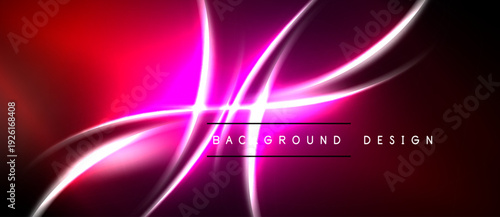 Abstract neon lines over dark background. Vibrant pink, red hues create dynamic visual effect. Modern design element.