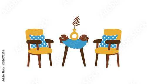 Furniture set with two chairs and a table illustration vector