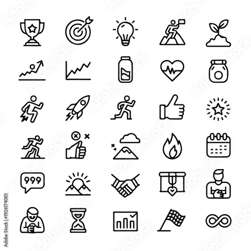 Minimalist Motivation & Success Icon Set