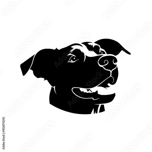silhouette of happy rescue dog face, clean simple shape