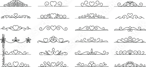 Vintage page decoration vector set featuring crowns, arrows, and ornate floral elements in elegant decorative style