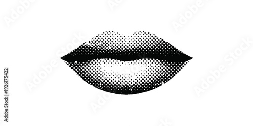 Vector illustration of black and white lips featuring a sensual smile and white teeth as a symbol of fashion and beauty