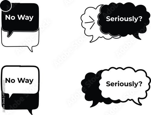 Speech bubbles with sarcastic expressions