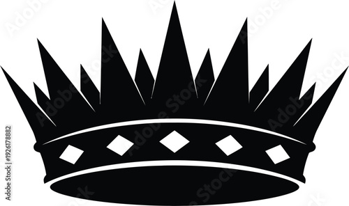 Black crown silhouette with white accents and diamond details