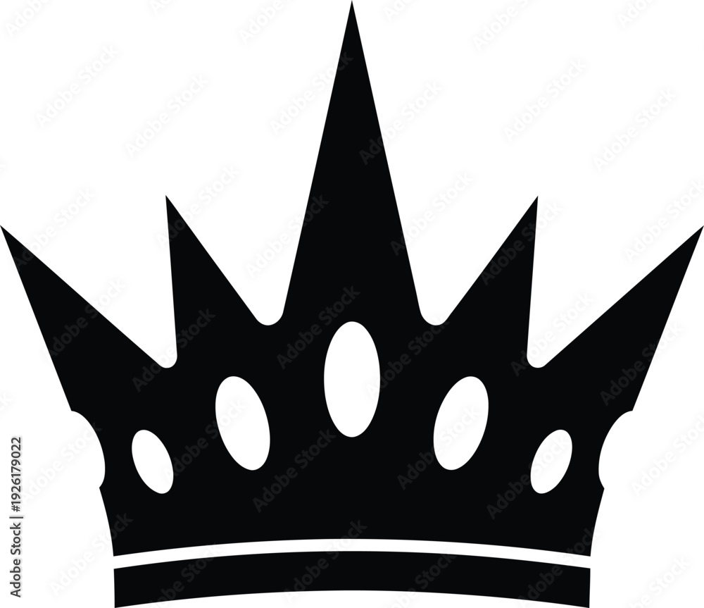 Fototapeta premium A black crown silhouette on a white background