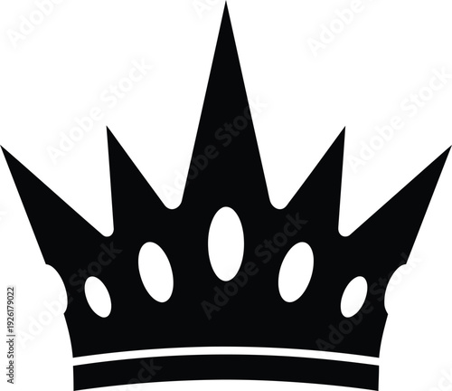 A black crown silhouette on a white background