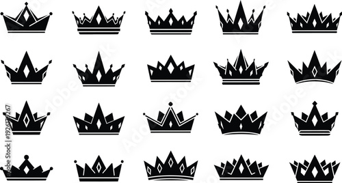 Collection of 20 black crown silhouettes