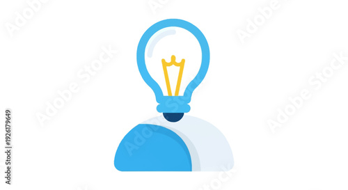 Illustration of a lightbulb forming the head of a human-like figure, symbolizing innovation and bright ideas
