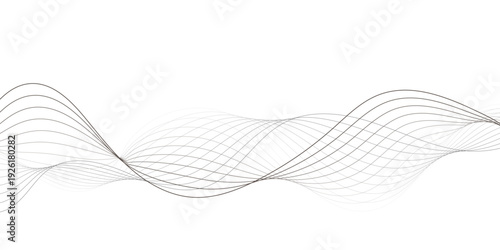 grey and soft color Elegant wavy lines on a white background. Abstract design with flowing curves, modern decoration, graphic design, or a minimalist backdrop.	