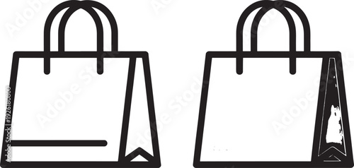 Shopping bags with handles empty bags black and white