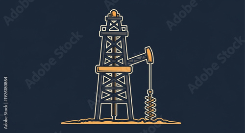 Oil Rig Illustration - A Detailed Depiction of Energy Extraction Equipment.