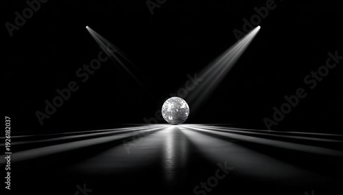 Wallpaper Mural Disco Ball Illuminated by Spotlights on Dark Stage. Torontodigital.ca