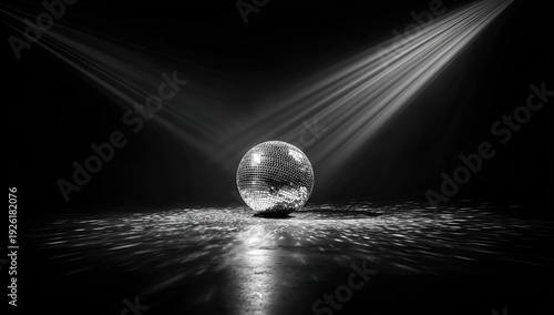 Wallpaper Mural Mysterious Crystal Ball Illuminated by Dramatic Spotlight Beams on Dark Surface. Torontodigital.ca
