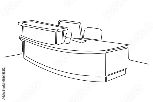 Hospitality service desk symbol continuous outline drawing simple style lobby element art