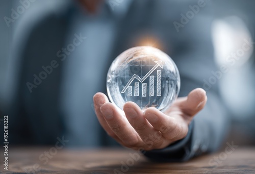 Wallpaper Mural Crystal Ball Shows Upward Trend Graph Reflecting Business Growth and Future Success. Torontodigital.ca
