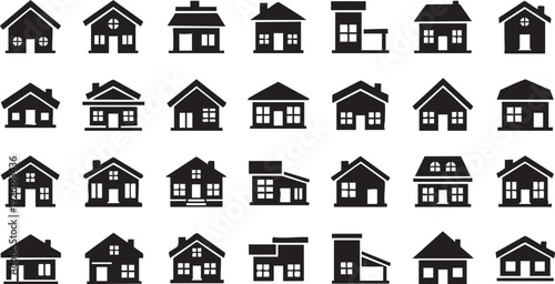 Collection of Various House Icons and Symbols.