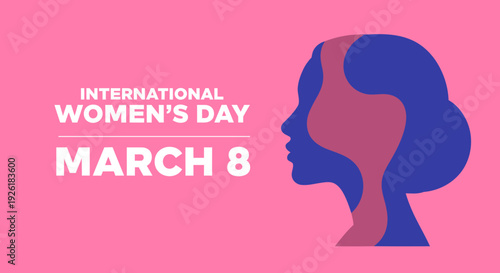 International womens day poster featuring layered female profile silhouettes and bright colors