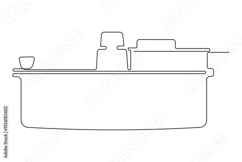 Single line art illustration of reception desk continuous outline drawing simple office aid