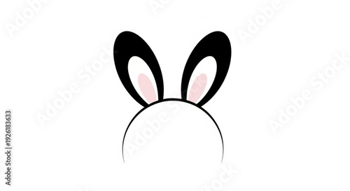 Black bunny ears headband on white background for easter or cosplay